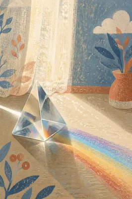 Crystal Prism Rainbow Reflection Close-Up