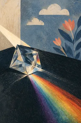 Crystal Prism Rainbow Reflection Close Up