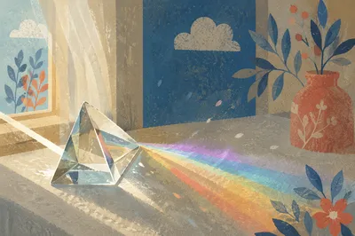 Crystal Prism Rainbow Reflection Close-Up