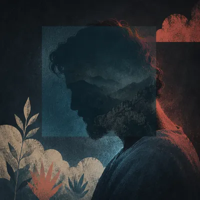 Abstract Double Exposure Portrait with Mountain Texture