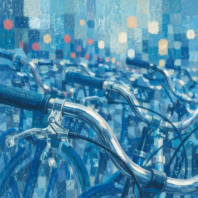 Abstract Bicycle Handlebars in Blue Double Exposure