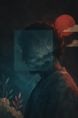 Abstract Double Exposure Portrait with Mountain Texture