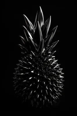 Black Ferrofluid Spiky Abstract Sculpture
