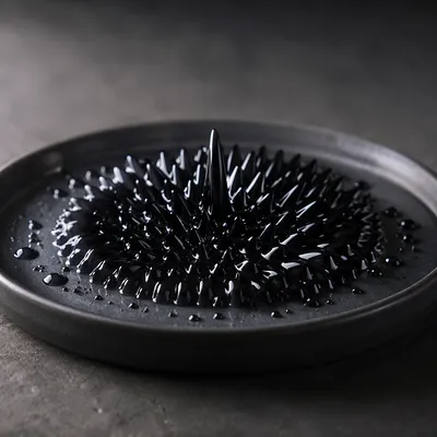 Spiky Black Ferrofluid Macro Sculpture