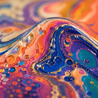Blue Gold Fluid Art Swirl Closeup