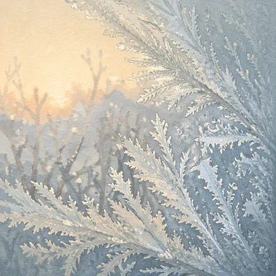 Delicate Frost Patterns on Old Window