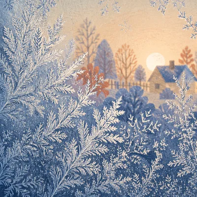 Delicate Frost Patterns on Window Glass