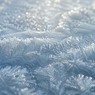 Delicate Frost Patterns on Glass Window