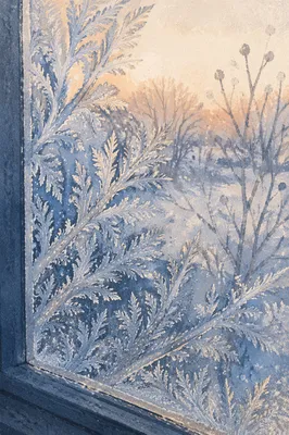 Delicate Frost Patterns on Old Glass