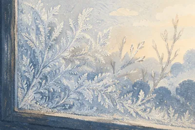 Delicate Frost Patterns on Old Glass