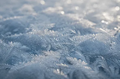 Delicate Frost Crystals on Glass Window