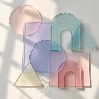 Pastel Geometric Shapes Minimal Abstract Flat Lay