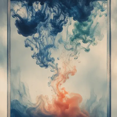 Indigo and Coral Ink Swirls