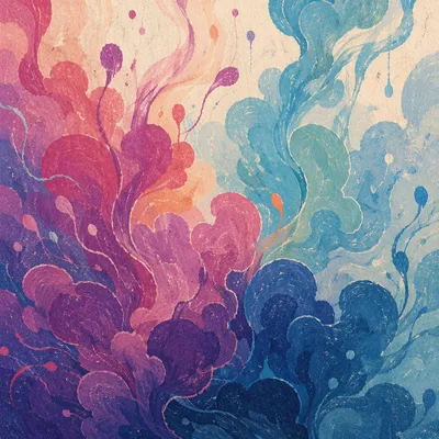 Magenta and Teal Ink Clouds in Water