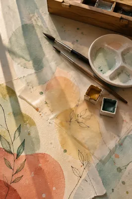 Layered Translucent Paper Abstract Art Workspace