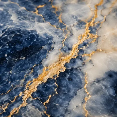 Elegant Blue Marble with Gold Veins