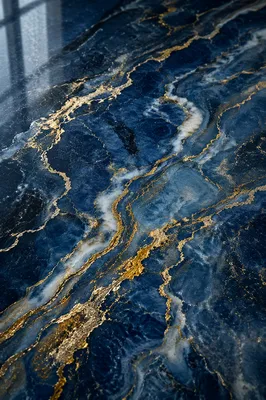 Elegant Blue Marble with Gold Veins
