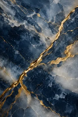 Elegant Blue Marble with Gold Veins