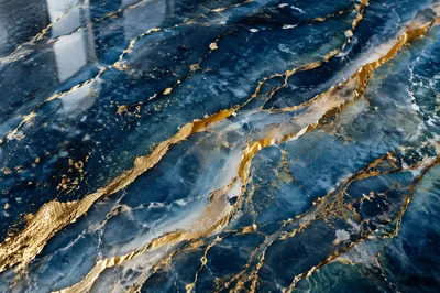 Elegant Blue Marble with Gold Veins