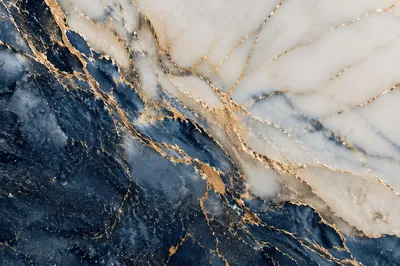 Abstract Blue Marble with Gold Veins