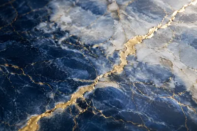Elegant Blue Marble with Gold Veins