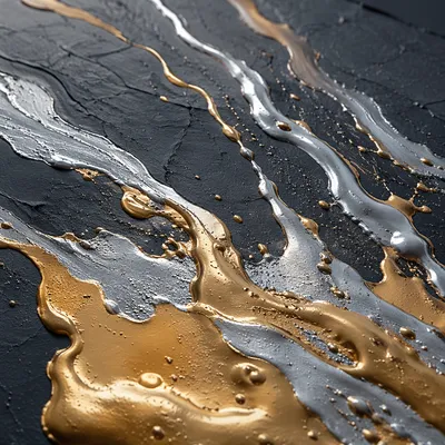 Elegant Gold Silver Paint Drip Texture
