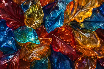 Molten Glass Leaves in Jewel Tones