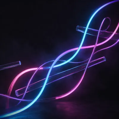 Neon Glow Ribbons on Charcoal Background