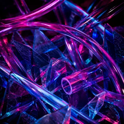 Neon Glass Tubes on Dark Abstract