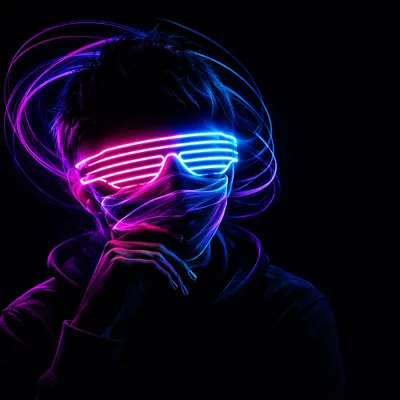 Neon Glow Portrait on Dark Background