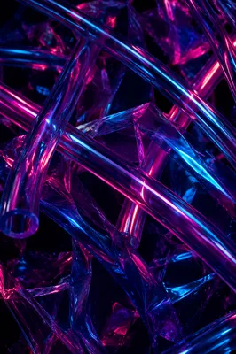 Neon Glass Tubes on Dark Abstract Background