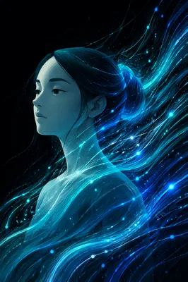 Ethereal Neon Bust on Dark Background