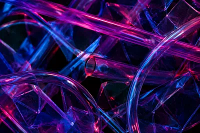 Neon Glass Tubes on Dark Background