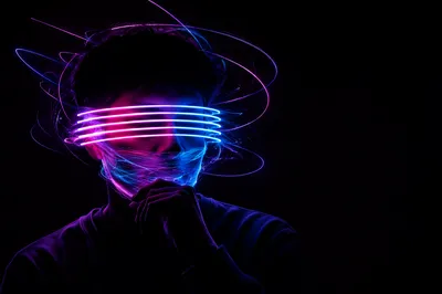Neon Glow Portrait on Dark Background