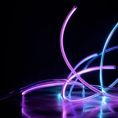 Neon Glow Tubes on Dark Abstract Background