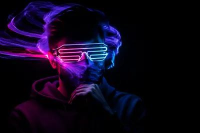 Neon Glow Portrait on Dark Background