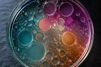 Colorful Oil and Water Bubble Macro