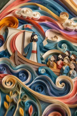 Colorful Paper Quilling Waves Macro Close-Up