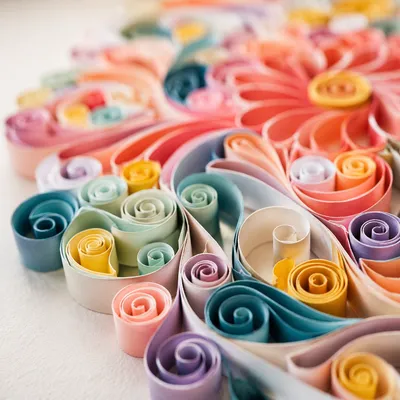 Colorful Paper Quilling Floral Spiral Close-Up