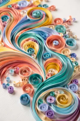 Colorful Paper Quilling Spiral Macro Composition