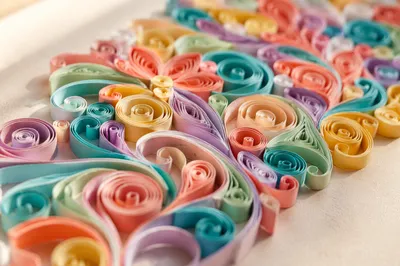 Colorful Paper Quilling Floral Spiral Close-Up