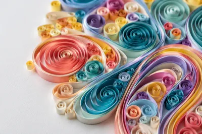 Colorful Paper Quilling Spiral Macro Close-Up