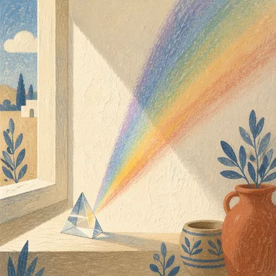 Serene Prism Rainbow on White Wall