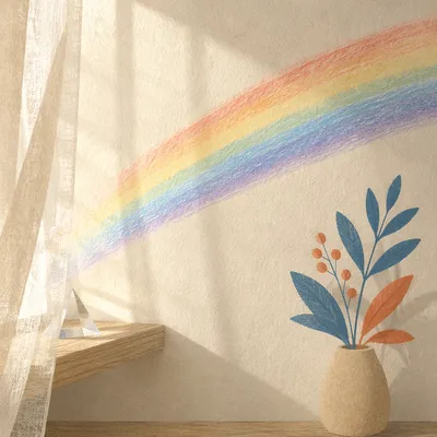 Prism Rainbow Light on Minimal White Wall