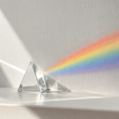 Prism Rainbow Refraction on White Wall