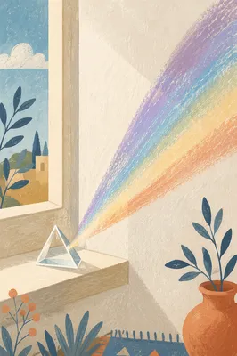 Prism Rainbow Light on White Wall