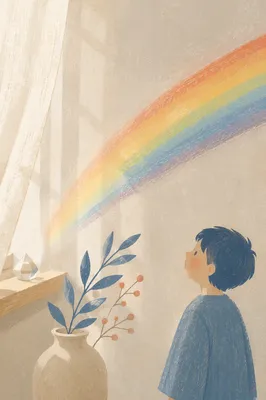 Prism Rainbow Light on White Wall
