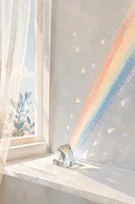 Prism Rainbow Light on White Wall
