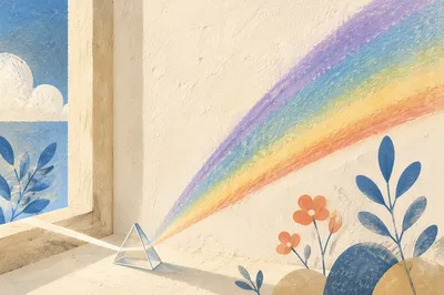 Rainbow Prism Light on White Wall