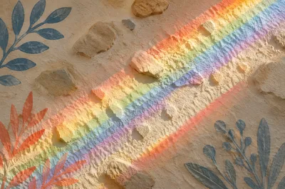 Prism Rainbow Light on Textured White Wall